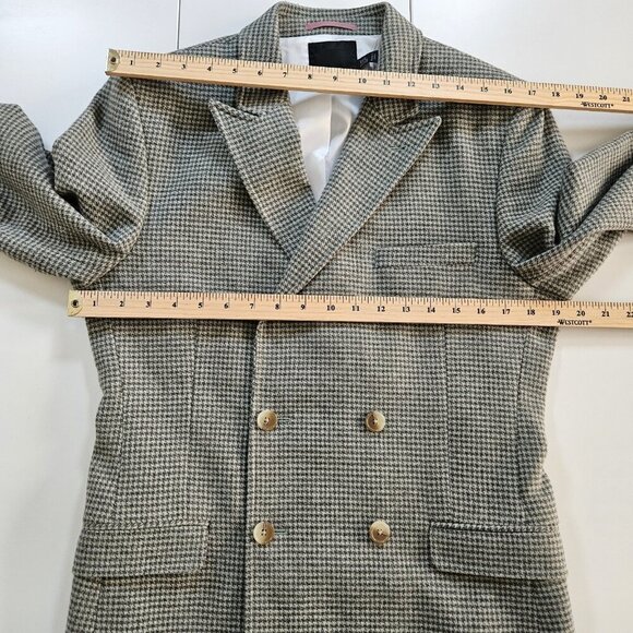 ASOS Suit Men Blazer US 40 Trousers 32x30/28 Houndstooth Wool Blend Lined Preppy - Picture 5 of 16